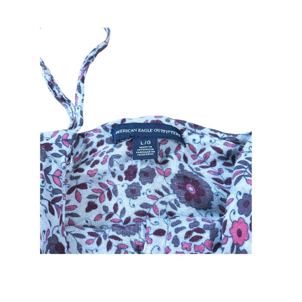 SOLD american eagle floral fairycore ruffle crop top summer tank top size large - Picture 6 of 11